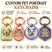 Porte-clés personnalisés avec portrait d'animal de compagnie dans quatre couleurs vives, porte-clés ronds personnalisés avec photo de chien, chat, lapin, nom gravé, pour cadeaux d'animaux de compagnie