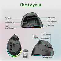 2.4G Dual Mode Ergonomische Verticale Draadloze Muis 4000 CPI 9 Knoppen RGB Verlicht Oplaadbare Draadloze Stille Muis voor Desktop