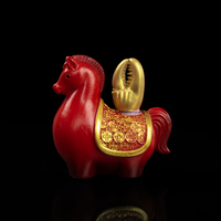 Statue de cheval dorée artistique de luxe personnalisée, Feng Shui, en résine artisanale, rotative, apporte de l'énergie positive pour la maison et le bureau