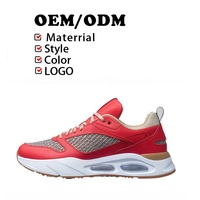 Chaussures Chunky Vintage à Coussin d'Air pour Hommes et Femmes, Rouge, Matériaux Mixtes, Absorption des Chocs, Personnalisables