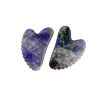 Planche de Gua Sha en Améthyste Naturelle, Outil de Massage Facial en Cristal pour la Beauté et la Relaxation, Grattoir en Améthyste Guasha