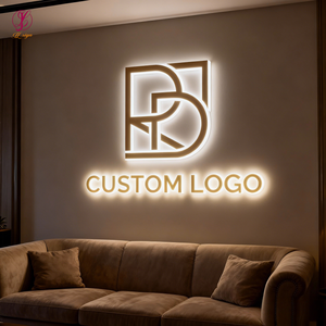 3D Işıklı LED Harf Tabelası Özel Tasarım Parlayan Altın Akrilik Logo Tabelası Şirket Markası İçin - Product Image 1