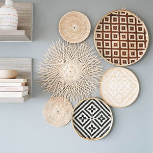 Gran oferta de cestas africanas, 13 Uds., cestas de decoración de pared para decoración de pared Bohemia, Cestas tejidas con diferentes diseños para arte de pared Boho - Product Image 4
