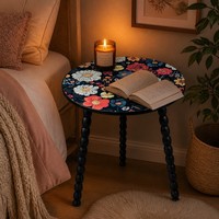 Table basse ronde Mandala avec pieds en spirale, en bois massif, design torsadé, table d'appoint amovible et portable pour la maison