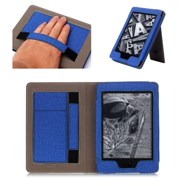 Cotton Fabric Leather with Handstrap 6.8 Inch Ebook Reader Protective Cover for 2021 11th Generation Kindle Paperwhite 5 case