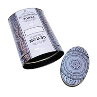 Boîte en fer blanc ovale personnalisée haut de gamme, imprimée en couleur, pour thé en vrac, conteneur de rangement en métal, emballage cadeau vide, vente en gros OEM