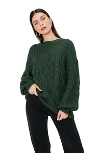 2025 Wholesale Custom 100%Cotton Women <strong>Knit</strong> <strong>Sweater</strong> 7GG Chunky Winter Spring Crew Neck Oversize Cable Knitwear HIgh-Quality OEM - Product Image 6