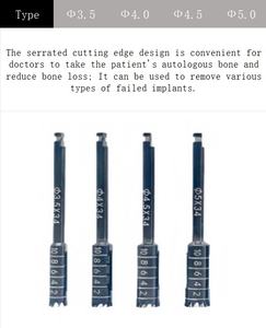 Kit de retrait d'implants dentaires avec trepan, poignée ergonomique, usage dentaire professionnel, ensemble de forets chirurgicaux certifié CE, Classe II 1 - Product Image 6