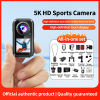 Caméra Sportive Étanche 5K 60fps Double Écran Tactile pour Vélo Moto Casque EIS MicroSD Suivi IA 120°