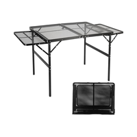 Portable 2 panneaux d'aile 3FT + 1.4 FT noir maille bureau hauteur réglable Table de gril pliante pour intérieur/extérieur plage barbecue pique-nique