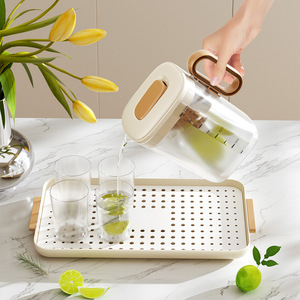 ชุดถ้วยน้ำพร้อมหูจับกาน้ำเย็นแบบเรียบง่ายสำหรับชาผลไม้กาน้ำชาพลาสติกแบบเปิดด้านบนความจุขนาดใหญ่ - Product Image 3