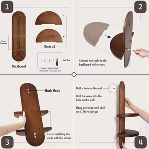 Étagères flottantes en bois simple, design rustique, 16 pouces, bois massif pour salle de bain, mur, chambre, cuisine, salon - Product Image 4