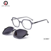 Nouveauté, lunettes en acétate faites à la main, montures carrées, monture optique, clip magnétique pour lunettes de soleil, femme
