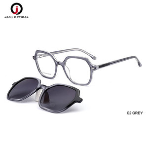 Nuevas gafas de acetato hechas a mano con montura cuadrada, montura óptica con clip magnético para gafas de sol para mujer - Product Image 6
