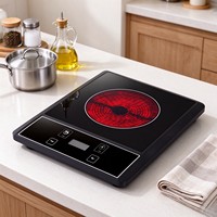 Plaque chauffante électrique en céramique 2000W, haute puissance, cuisinière à induction intelligente avec minuterie, four à chauffage infrarouge 220V
