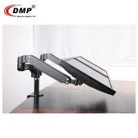 Support de moniteur de bureau VESA à double bras en alliage d'aluminium noir/argent GS352-D avec ressort à gaz et bras rotatif