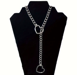 Un collar de cadena cubana gótica Y2K con colgante de corazón en un estilo dulce y vanguardista de acero inoxidable 316L a prueba de agua - Product Image 1