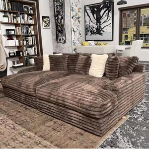 Mobilier de Salon de Luxe au Design Italien, Ensemble Modulaire Canapé-Fauteuil en Velours Côtelé avec Remplissage en Mousse Compressée pour Appartements - Product Image 5