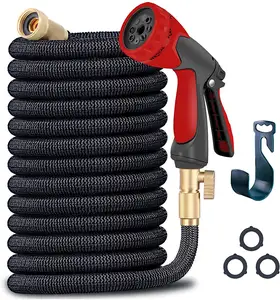 2024 wholesale high pressure lightweight 25-200 ft flexible garden hoses natural latex good quality expandable garden hose