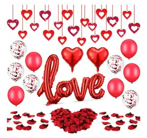Ourwarm — jeu d'amour de la saint-valentin 16 pouces, pendentif en cœur rouge, ballon en feuille d'aluminium en latex, décoration de fête d'anniversaire de mariage, nouvelle collection 2022