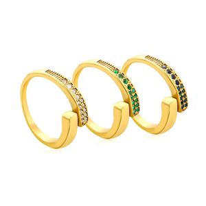 Bagues minimalistes en acier inoxydable plaqué or 18 carats avec zircone cubique, ajustables et ouvertes, pour femmes, vente en gros, tendance - Product Image 3