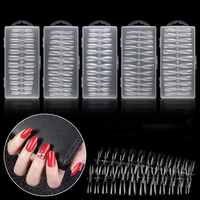 Kit complet d'ongles artificiels transparents sans odeur pour la maison et le salon, pour techniciennes en manucure, avec embouts d'art pour ongles.