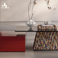 Meubles italiens de table basse d'appoint pour salon, cadre en bois pour villa d'hôtel, table basse carrée de luxe avec plateau en verre