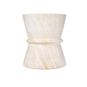 Hourglass Shape Outdoor Side <b>Table</b> Concrete Contemporary Lightweight Accent <b>Table</b> Simulated Stone Texture - Product Image 5
