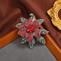 Broches vintage baroques de luxe en cristal avec fleur de rose rouge pour femmes, badges en strass, accessoires pour fêtes et banquets