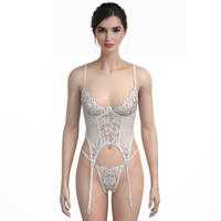 2024 Lady Ondergoed Mode Sexy See Through Borduurwerk Kant Lingerie String Thong Groothandel Korset Bh & Korte Sets