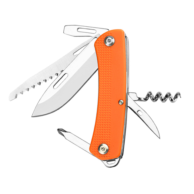 GHK Outdoor 8-in-1 Multifunction Knife Multitool Pocket-Sized with Stainless Steel Blade Saw Includes Screwdriver