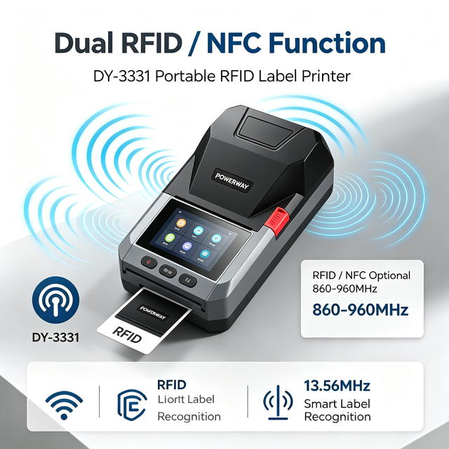 Thermal Label Printer Roll  UHF-RFID NFC Label Maker Printer Portable for Rfid Security Tag and Rfid Jewellery Tags