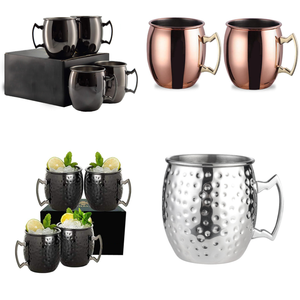 Tazza Moscow Mule in Rame Martellato <span class=keywords><strong>Oro</strong></span> <span class=keywords><strong>Nero</strong></span> da 500ml (16oz) in Acciaio Inossidabile 304 per Caffè Puro, per France Ocean 5 Velebitsko - Product Image 4