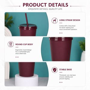 Vasos Reutilizables de Plástico PP Mate de 24oz/710ml con Tapa y Pajita para Bebidas Frías, Personalizables con Logotipo - Product Image 2
