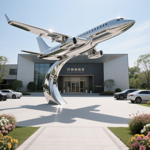 Grandes statues d'avions en métal modernes personnalisées pour carrés extérieurs Sculptures d'avions en acier inoxydable 304