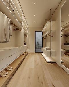 Prima Premium Walk in <strong>Wardrobe</strong> System All White Oak Engineered Wood Cabinetry Textured Shelf <strong>Inserts</strong> <strong>Wardrobe</strong> - Product Image 2