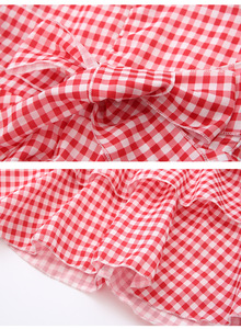 Vente en gros en ligne Robe de princesse à carreaux sans manches superposée rouge pour filles - Product Image 4