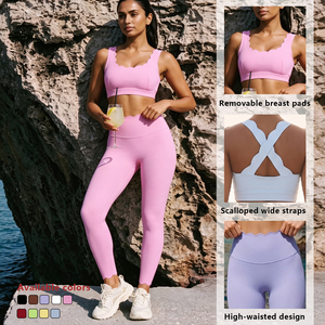 Conjunto Deportivo Ligero y Transpirable con Borde Ondulado, Personalizado para Mujer, 2 Piezas, Ropa de Gimnasio, Suave como la Mantequilla, para Yoga y Fitness - Product Image 2