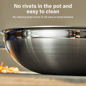 <span class=keywords><strong>Wok</strong></span> aço inoxidável multifuncional premium, aço inoxidável sem revestimento, 3 camadas, engrossado - Product Image 5