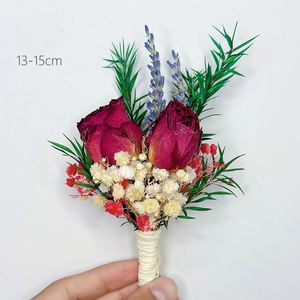 G206 Mini Bouquet da Sposa, Boutonniere per lo Sposo, Decorazione Boho, Mini Bouquet di Fiori Secchi, Corsage da Polso, Fiori per Matrimonio - Product Image 6