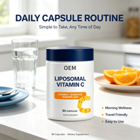Complément Alimentaire Liposomal de Vitamine C à Marque Blanche OEM, 90 Capsules, avec Quercétine, Églantier et Zinc, Approvisionnement en Gros, Marque Personnalisée