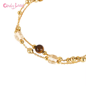 14K 16K 18K Or et Argent 925 Plaqué à la Mode Citrine Oeil de Tigre Cristal Bracelet Bijoux Élégants - Product Image 4