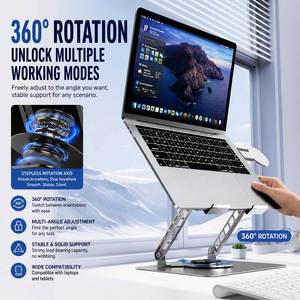 Nuevo Soporte Ergonómico Plegable Giratorio 360° para Laptop con Ventilador de Enfriamiento, Soporte Magnético para Teléfono, Altura Ajustable, Acero al Carbono - Product Image 5