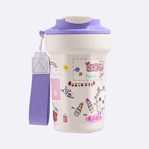 Octagonal Coffee Cup Vacuum Sealed With Strap Portable Thermos For Outdoor Travel Stainless Steel Tumbler - Product Image 2