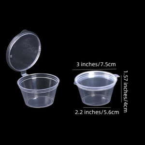 Gobelets à sauce jetables en plastique PP de 1 oz, 1,5 oz, 2 oz, 2,5 oz, 3 oz, 3,5 oz, 4 oz, 5 oz, résistants aux fuites, avec couvercles - Product Image 2