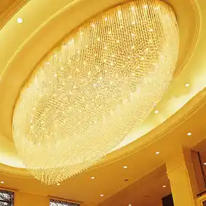 Hotel benutzer definierte große ovale Unterputz Decke Kristall Kronleuchter