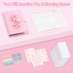 Carnet A6 transfrontalier à feuilles mobiles, avec fermeture éclair, en cuir PU <span class=keywords><strong>Macaron</strong></span>, pour ordinateur portable et budget, fabriqué en Chine - Product Image 2