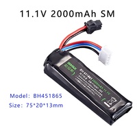 Batterie au lithium polymère pour jouets, pistolet à eau rechargeable 7.4V 11.1V 2000mAh 2800mAh avec connecteur SM XT30 vert Tamiya, batterie Li Po
