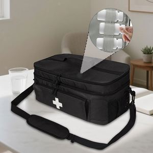 Sac médical - Trousse de premiers soins vide, trousse d'<span class=keywords><strong>urgence</strong></span>, sac d'infirmière, organisateur de médicaments grande capacité avec plusieurs compartiments - Product Image 5
