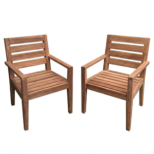 Ensemble de table et chaises de jardin en teck moderne certifié FLEGT, bois d'Indonésie, pour extérieur et balcon - Product Image 1